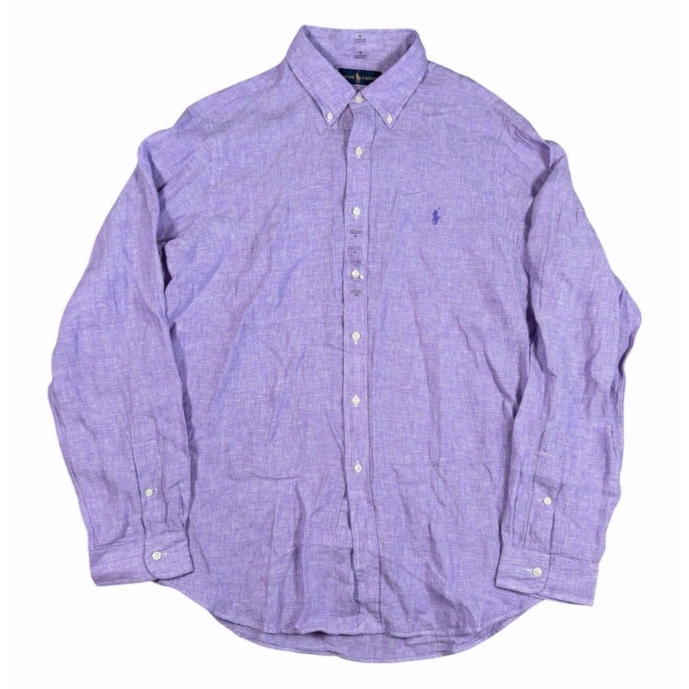 Polo Ralph Lauren Classic Fit Linen Shirt XL Purple Long Sleeve Button Down NWT